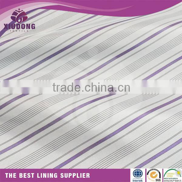 China factory textile taffeta 100% polyester white Lining stripe fabric