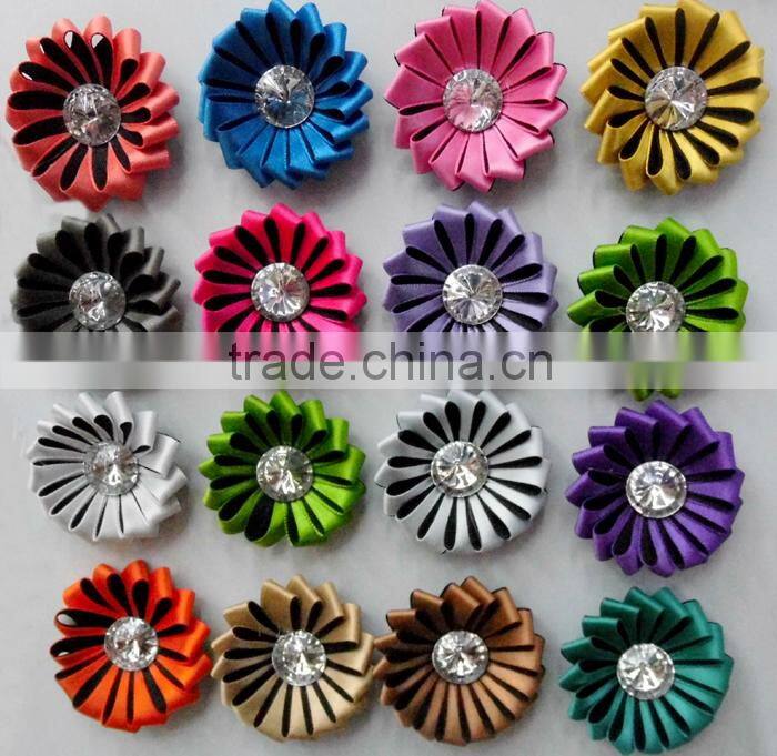 2.5" flower trim Denim cotton chiffon fabric children hair accessories