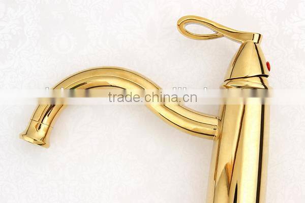 2014 New Design golden faucet, Luxury hotel special titanium golden faucets, golden basin faucet