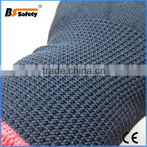 BSSAFETY gray and black color polyester nylon working glove no coating