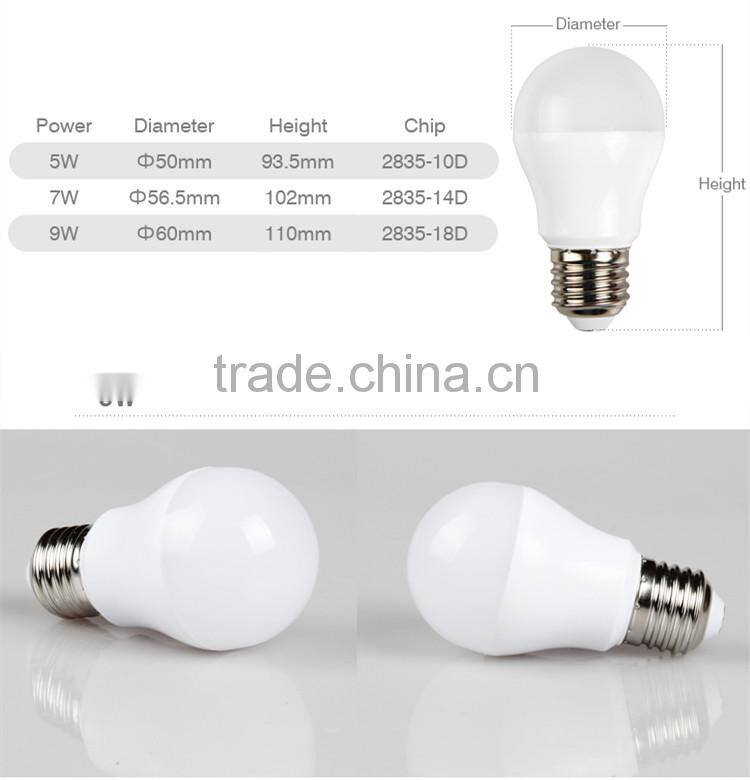 2016 Hope Fine High Quality Energy Saving E27 / E26 Led Bulb 5W 7W 9W 12W 15W LED Bulb Light