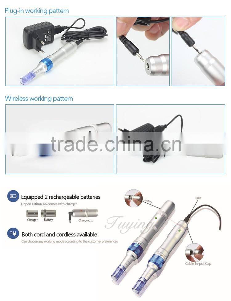 New rechargeable Dr.pen A6 Wireless Derma Pen with 2 battery dr.pen