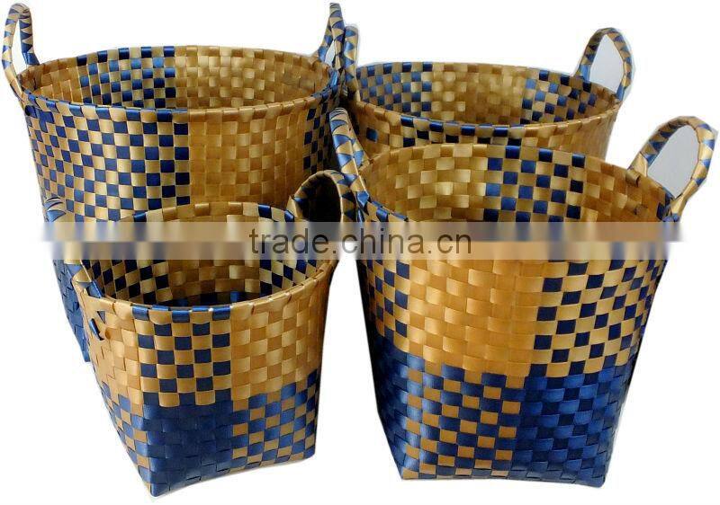 Colorful pp strap woven storage basket