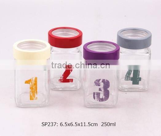 250ml glass spice jar with figure decal