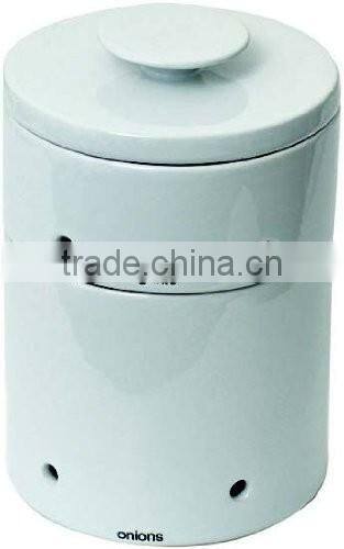 Two Tiers Onion and Garlic Keeper White Porcelain