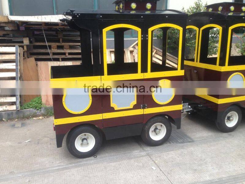 Kids trackless fun train, Mini electric train, Sighseeing electric train, Tourists use train