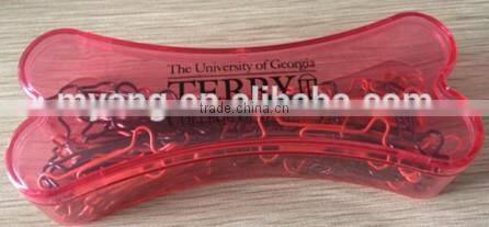 40 packs bone shape box Iron PET covering bone shaped paper clip