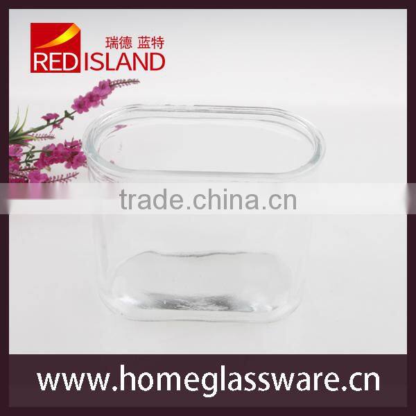 5" HIGH CLEAR GLASS OVAL ART square GLASS VASE