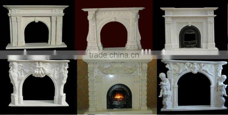 Yellow Marble Fireplace Mantel With Floral Design