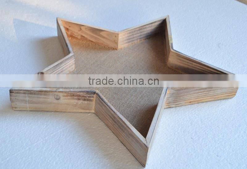 Custom white Metal tray with strip wood base in cheap price