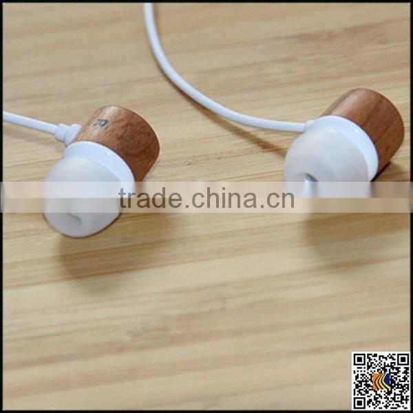 Cherry wood-ear remote control headphones wire (white),Cherry wood earphone