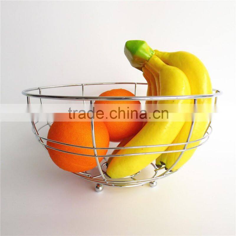 WI2915 Wire Fruit Bowl Holder Display Basket with Banana Hanger Hook