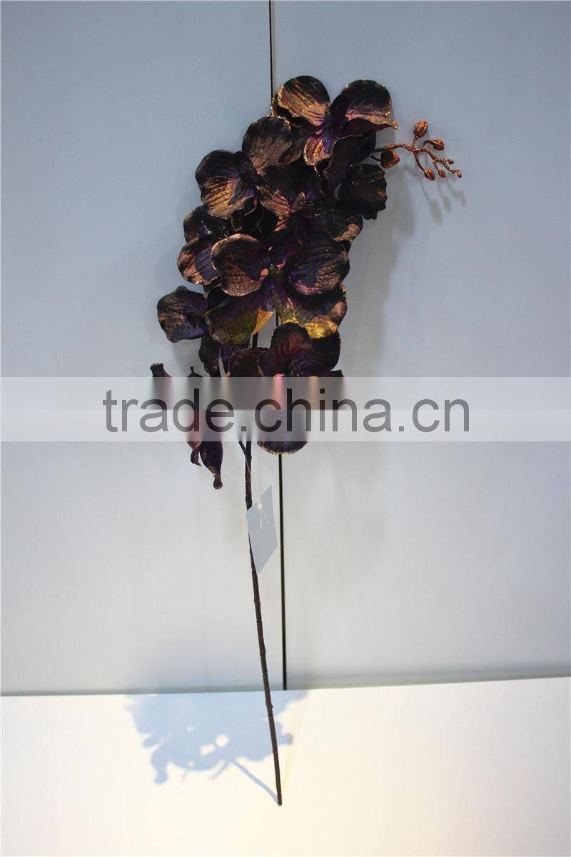 Home garden decoration 90cm hight dark blue Gold string Ascocenda artificial wedding flowers EQDL03 0403