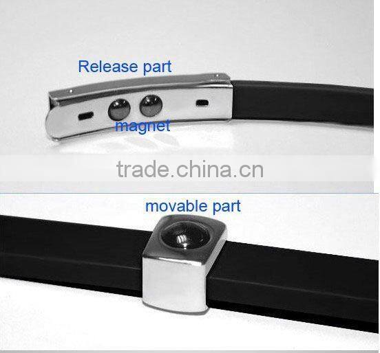 Silicone bracelets with metal buckle inside two magnets