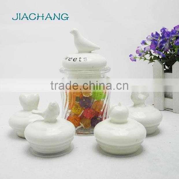 small colored nice glass lid glass cookie candy jar for wedding gift