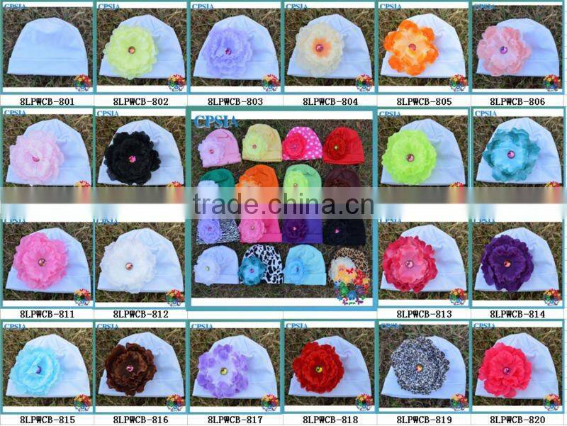 white cotton hats with flower new arrival cotton Baby Beanie Hats cotton slouch hat