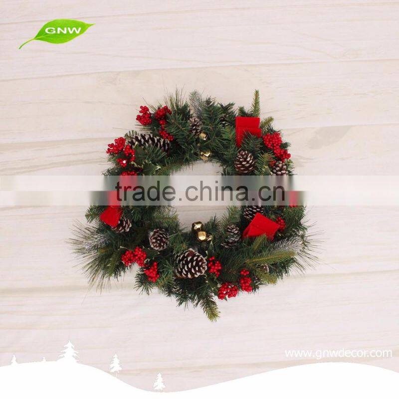GNW CHWR-1605027 Customized Promotional pine cones christmas wreaths for sale