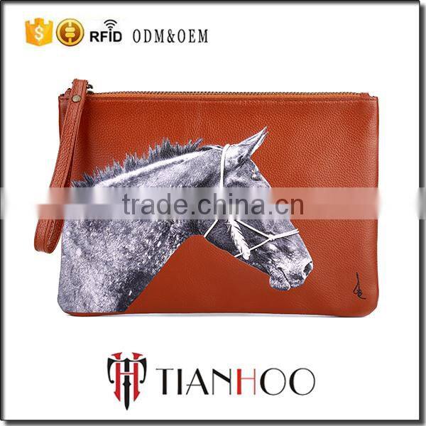 China Supplier Fashion Leather Hand Bags Clutch Bag with Zipper Strap Clutch Bag