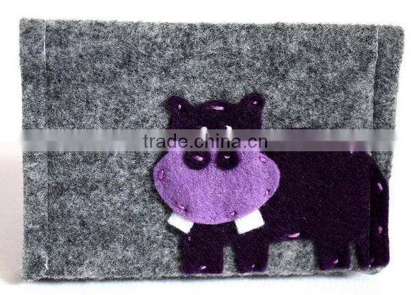 New products 2017 funny polyester ticket card purse money pocket wool fabric phone case custom wholesale with hippo from china
