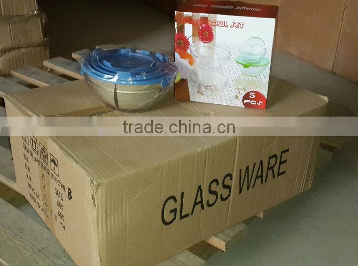 Clear wholesale 5pcs glass bowl set