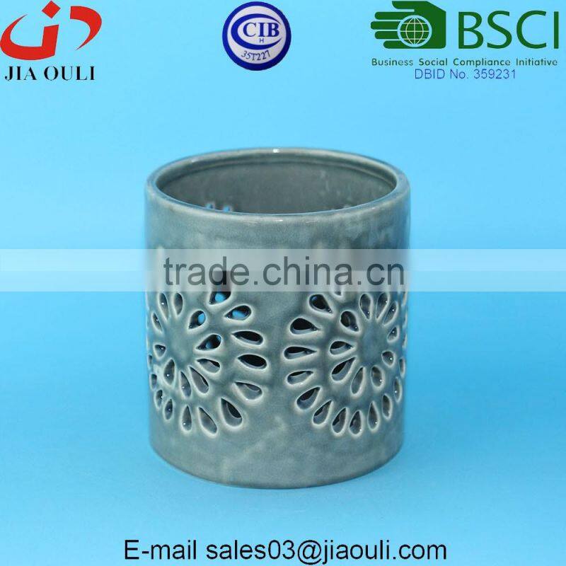 BSCI Audit factory Home decor ceramic Candle Holders, hurricane candleholder