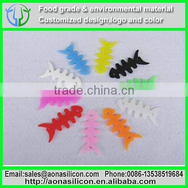 Dongguan factory Wholesale rainbow silicone fish bone wire cable organizer