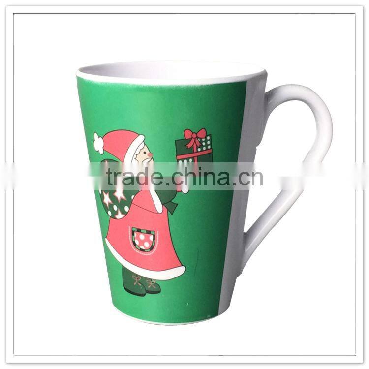 Santa Clause printed promotional melamine mugs, Christmas custom household plastic cup
