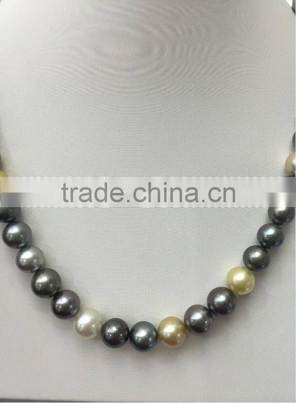 11-12mm multicolors South Sea Pearl with Gold clasp necklace