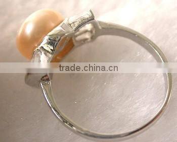 2014 latest fashion round pink lady Tahitian Pearl Ring