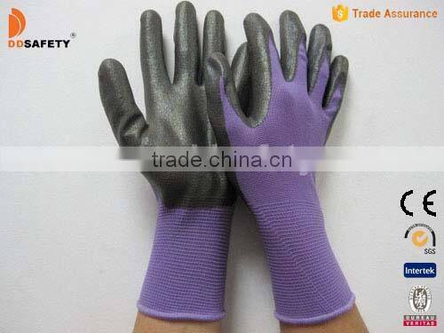 DDSAFETY 2017 Hot Sale Black Nitrile Coating Gloves Safety Gloves