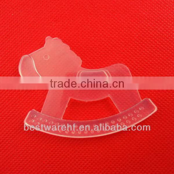 2013 Colorful Food Grade Soft Horse shape silicone baby teether/silicone baby products baby bottle and teether with handle