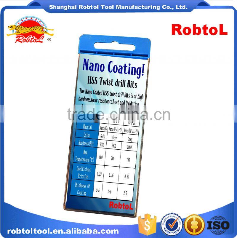 8mm nano chromium aluminum titanium coating straight shank Hss Twist Drill Bits Cobalt Fully Ground Bright Finish drilling Metal
