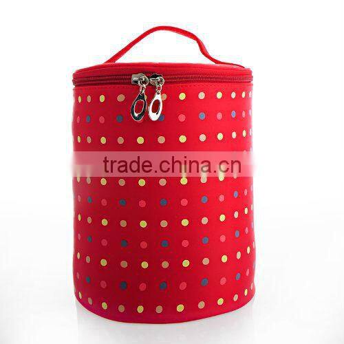 Portable Round Spots Cosmetic Bag