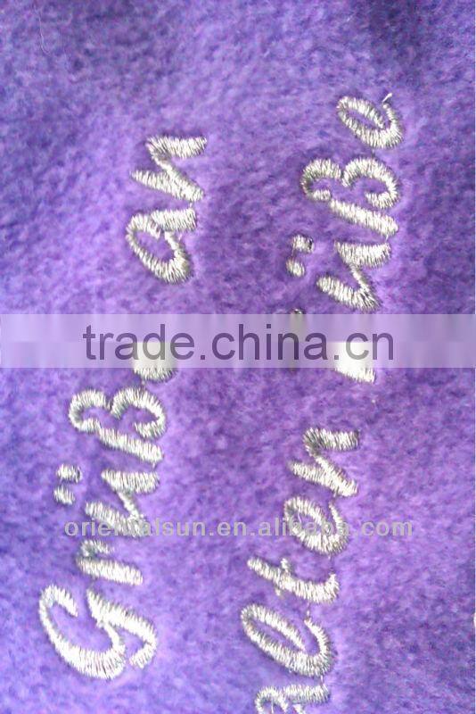 Rectangle Purple fabric with white embroidery word Rubber Hot Water Bottle Cover
