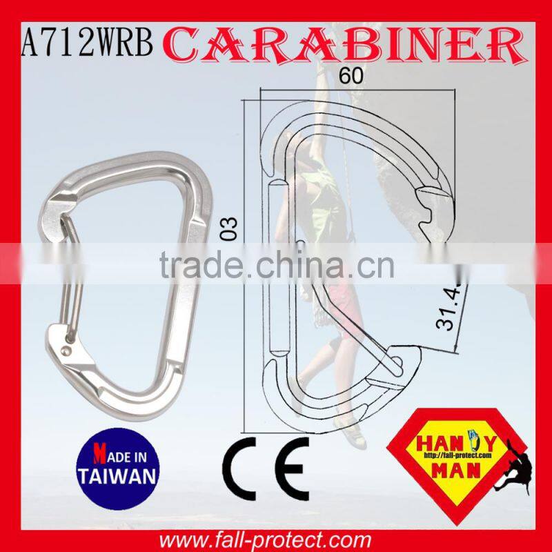 23KN Aluminum Rock Mountaineer Climbing D Type Carabiner With CE