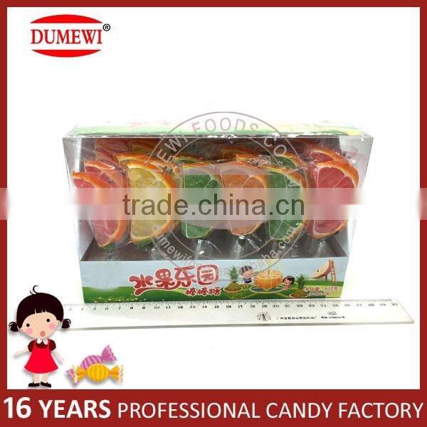 Handmade Orange Shape Fruity Gummy Lollipop Jelly Candy