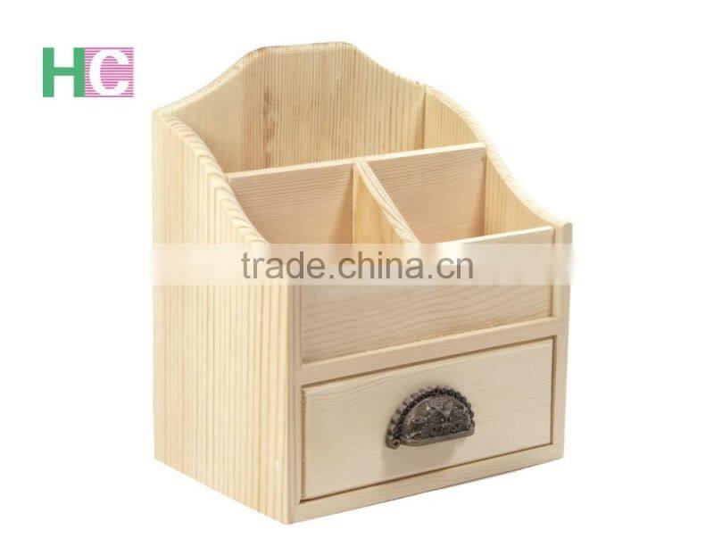 unfinished wooden desktop pen holder phone holder