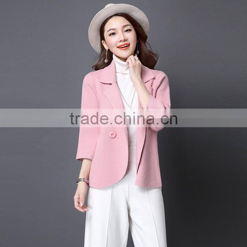 Fashion Ladies Short Coat Design Winter Woolen Knitted Coat