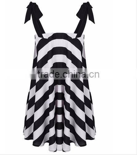 Summer Womens Dresses New Arrival 2016 Black &white Stripe Sexy Sling Beach Sundress Plus Size Dress