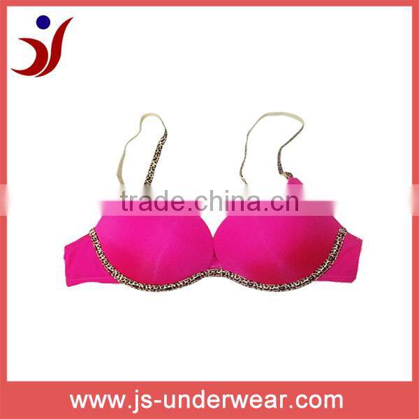 2014 js-670 female rose red bra with leopard strap and nice designed (Accept OEM)