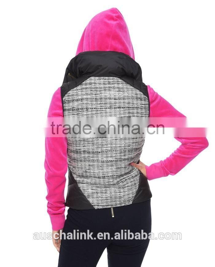 2016 hot sale girls curved front hem quilted puffer vest