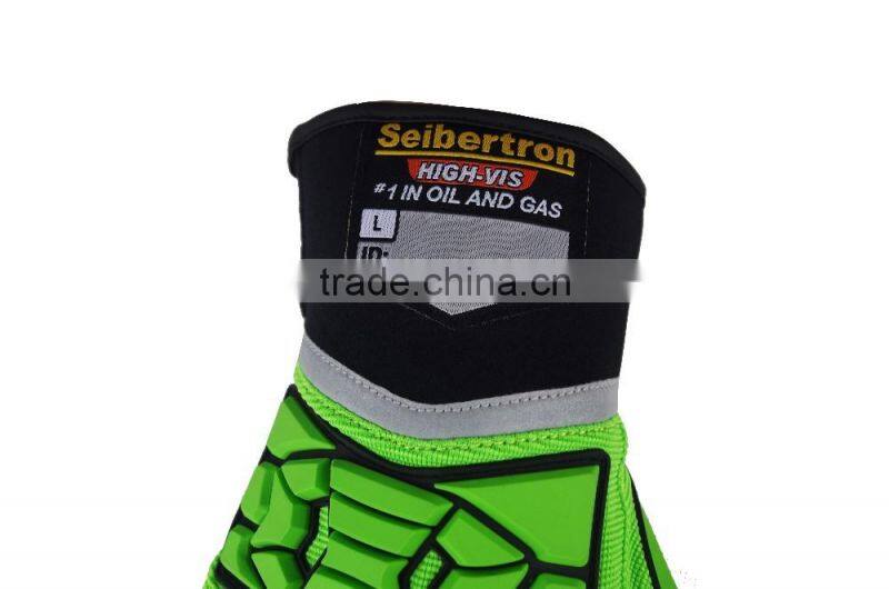 CE 4543 cut proof high visibility oil and gas safety gloves TPR cut resistant impact protection gloves