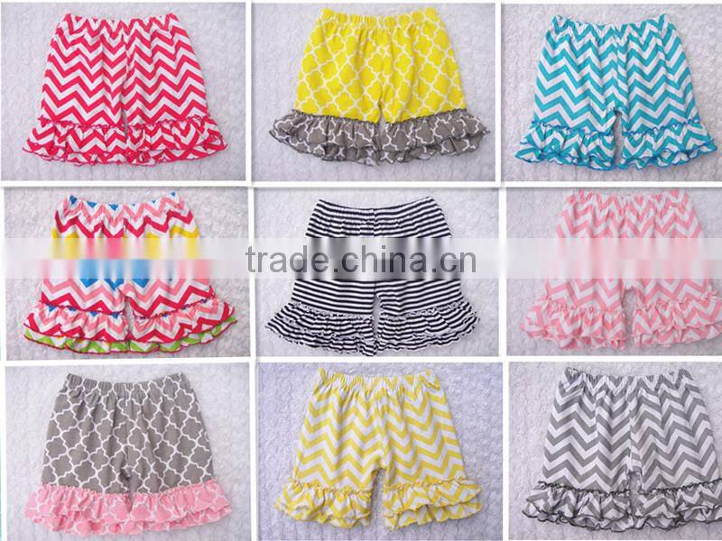 2016 china yiwu product and wholesale and EXW price cotton shorts with rufffle for baby kids for summer and sport wearing