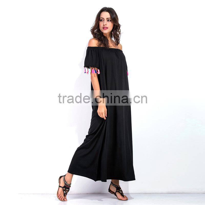 Maxnegio basic sundress with tassels for ladies