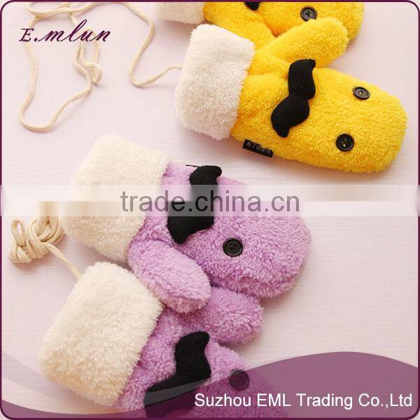 JUST ARRIVED Cute Winter Blue Red Plush Beard Girls Gloves