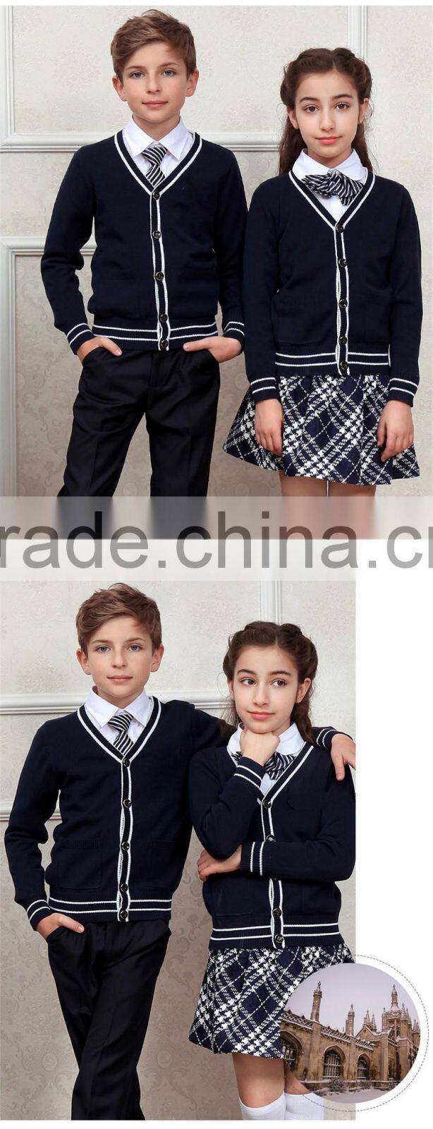 Blank plain color knitting cardigan school-uniform sample