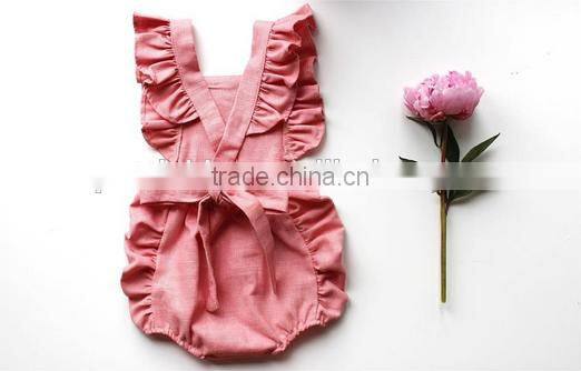 Toddler Girl Cotton Flutter Sleeves Romper Mustard Yellow Baby One Piece Clothes