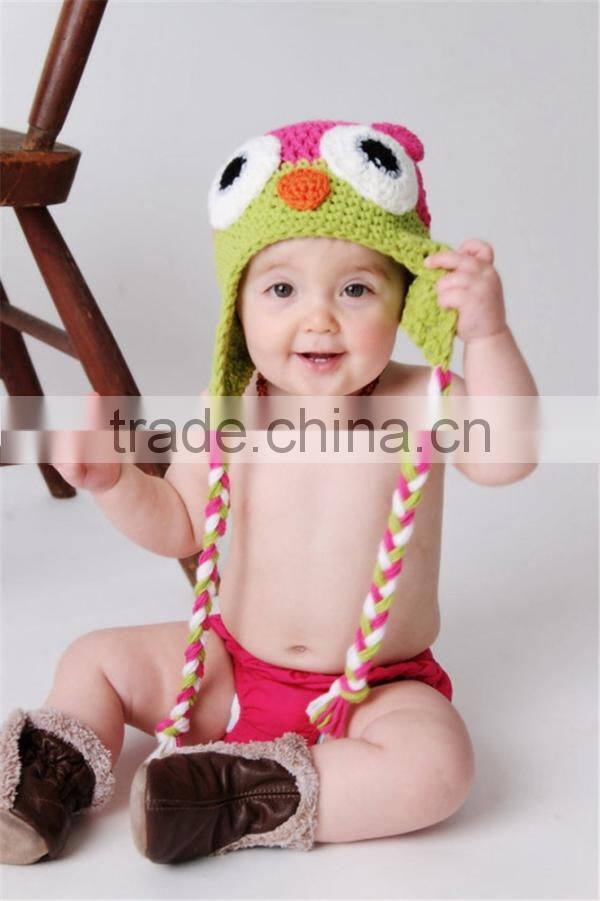 Fashion pattern free baby handmade owl crochet hat
