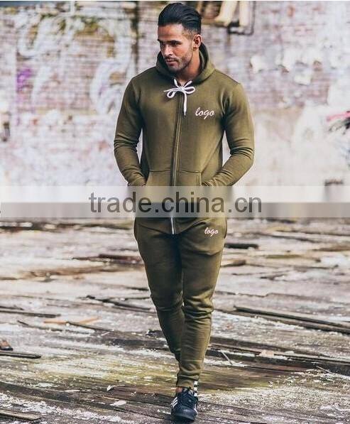 100% cotton gym tracksuit mens slim fit tracksuits custom your own