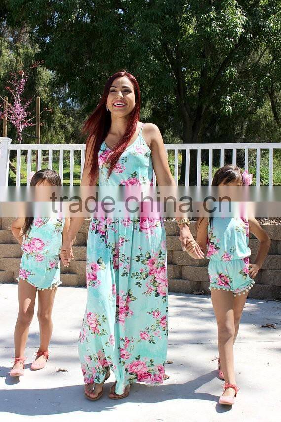 Adorable Summer Long Dress Mommy And Me Maxi Dress Girl Romper Baby Dress Pictures